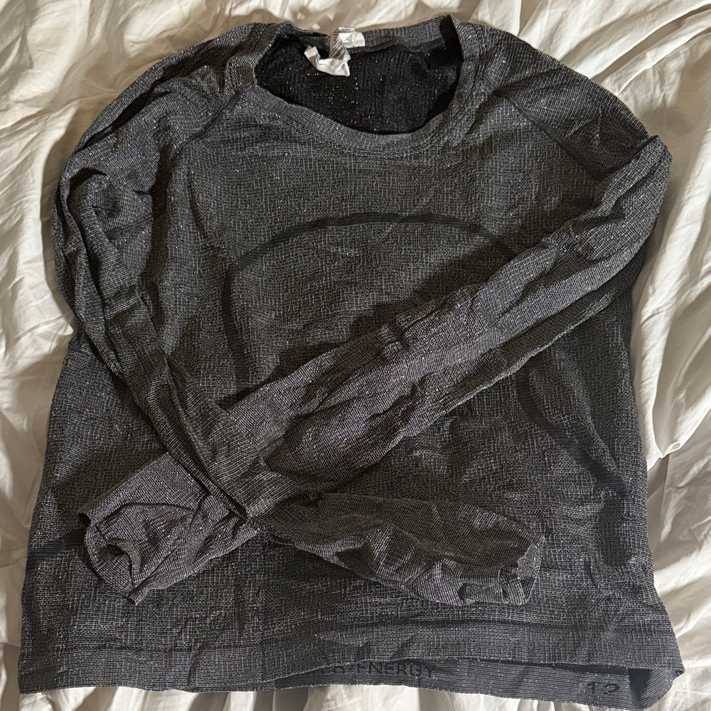 lululemon athletica gray sparkle swiftly long sleeve waist length shirt